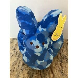 Peeps Plush 3-D Bunny Rabbit Easter Basket 2024 Blue Camouflage NWT 12"